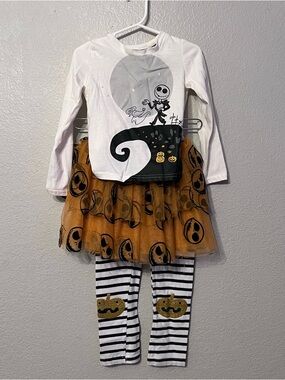 The Nightmare Before Christmas Girls' White & Orange Costume Set